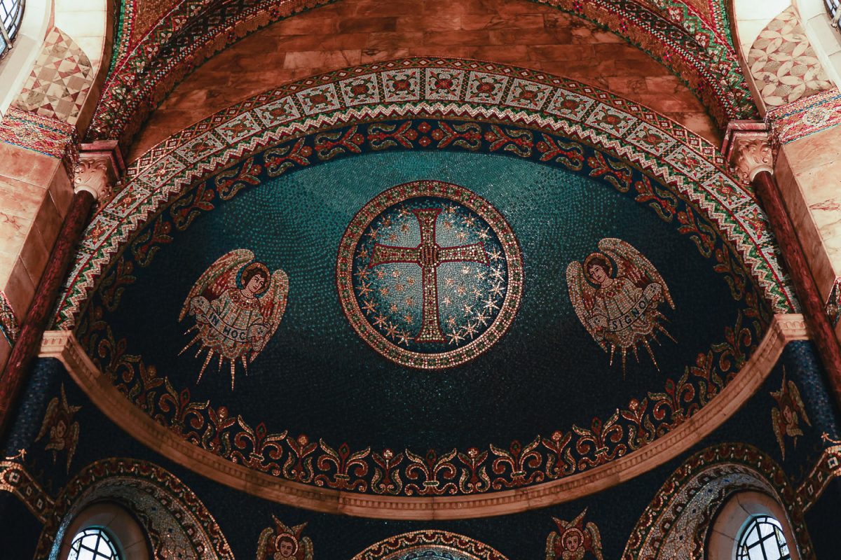 beautiful ceiling wide angle view of fitzrovia chapel